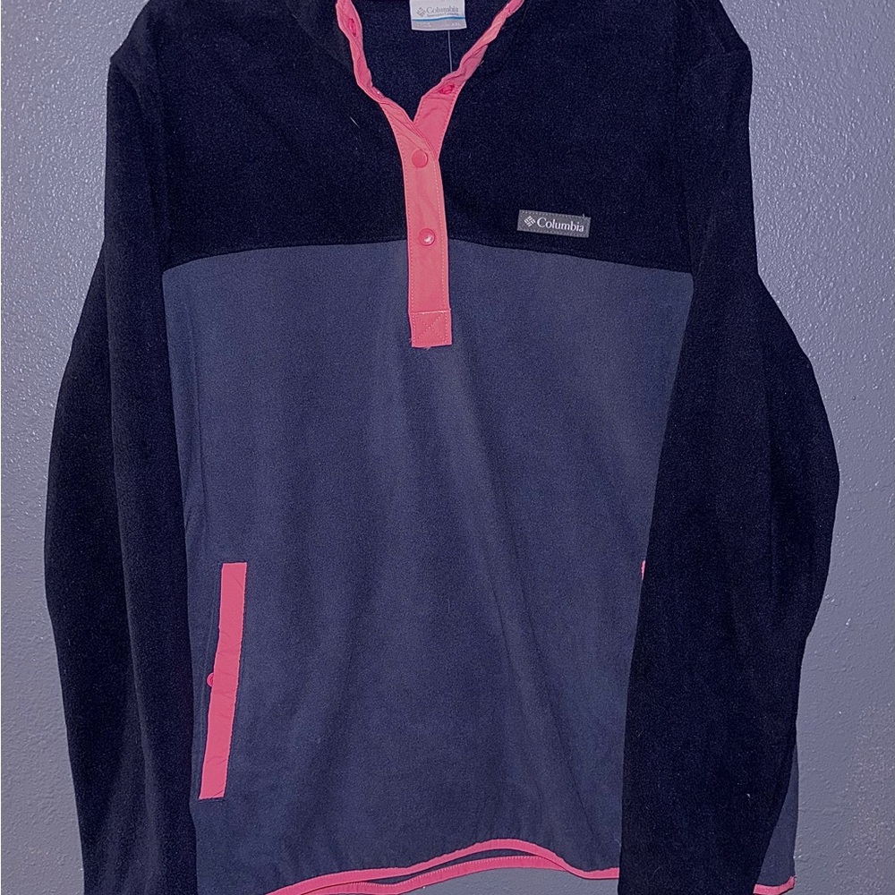 Columbia Blue, Gray and Pink Fleece Sweater